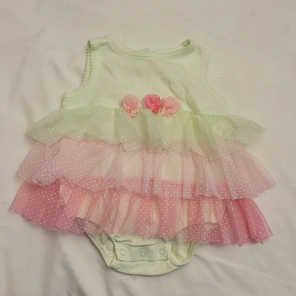 Onsie T Shirt Ruffles Tulle Florets Dress 6M
